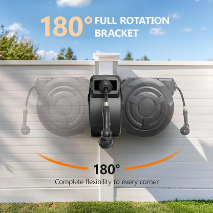 wikiwiki Retractable Garden Hose Reel 1/2 in x 100 ft, Heavy Duty Wall Mounted - Image 8