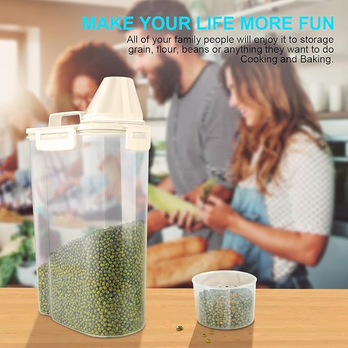 Uppetly Rice Airtight Dry Food Storage Containers, BPA Free Plastic Storage Bin - Image 7