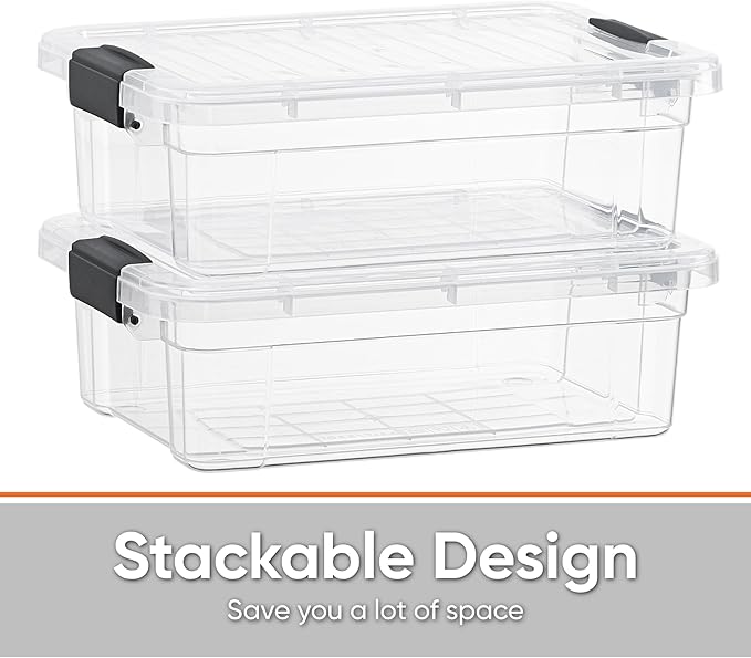 Superio Storage Bins with Lids- 8 Pack, 6.6 Qt Clear Boxes - Image 3