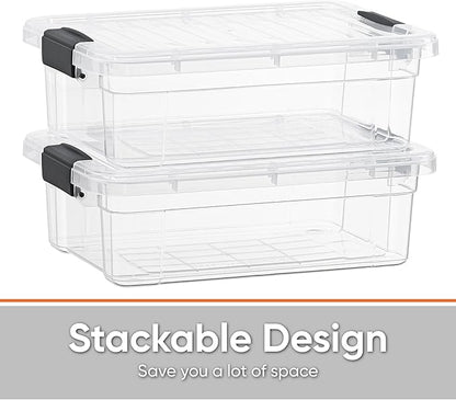 Superio Storage Bins with Lids- 8 Pack, 6.6 Qt Clear Boxes - Image 3