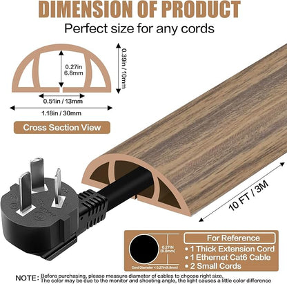 Floor Cord Cover Self Adhesive Cord Hider, 10FT Cable Management, Extension - Image 2