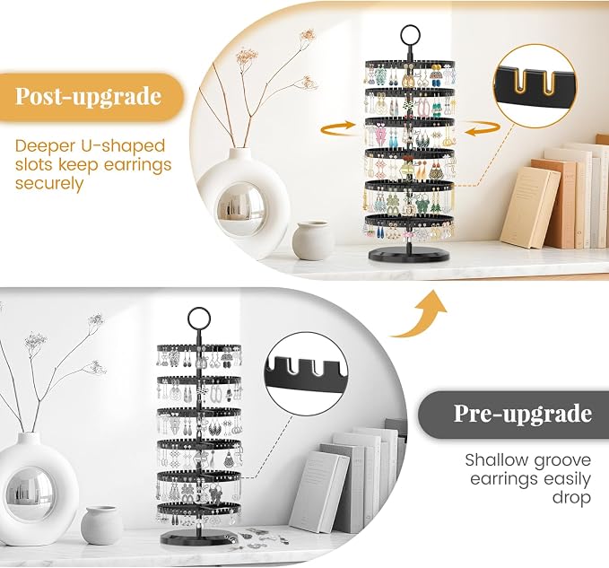 EsLuker.ly Earring Holder Organizer Rotating Stud Display Tree Rack, 6 Tier | - Image 4