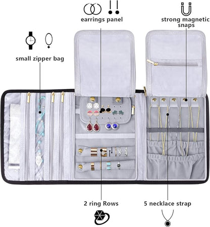 Teamoy Velvet Travel Jewelry Roll, Jewelry Storage Bag Organizer - Image 4