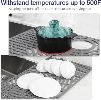 Silicone Sink Protector 26“x14" Rear Drain Hole, Heat Resistant Non-slip - Image 6