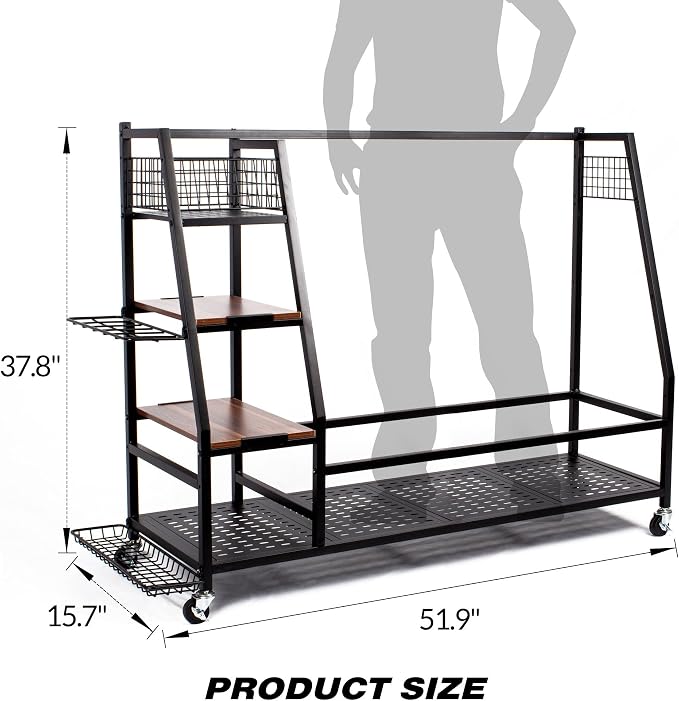 Golf Bags Storage Garage Organizer, Golf Bag Rack Fits 2/3 Golf Bags and Golf - Image 6