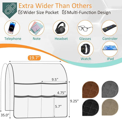 Sofa Armrest Organizer with 6 Pockets, Non-Slip Couch Recliner Armchair Caddy - Image 2