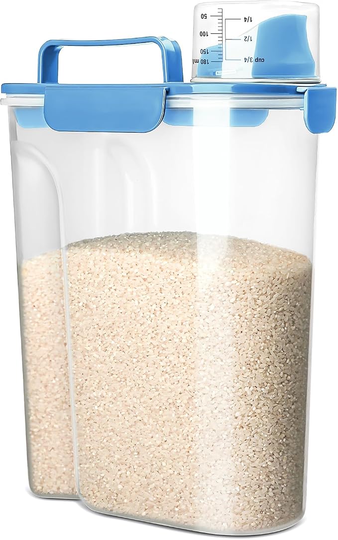Rice Storage Container, 5 to 10lb Dry Food Airtight Dispenser, Pet Dog Cat Food by Viretec