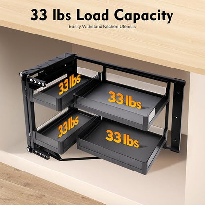 Blind Corner Cabinet Pull Out Organizer, 14 Inch 2 Tiers Pull Out Shelf - Image 7
