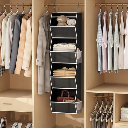 Hanging Closet Organizer Bins for Closet Organization Storage 4 Shelf Black - Image 7