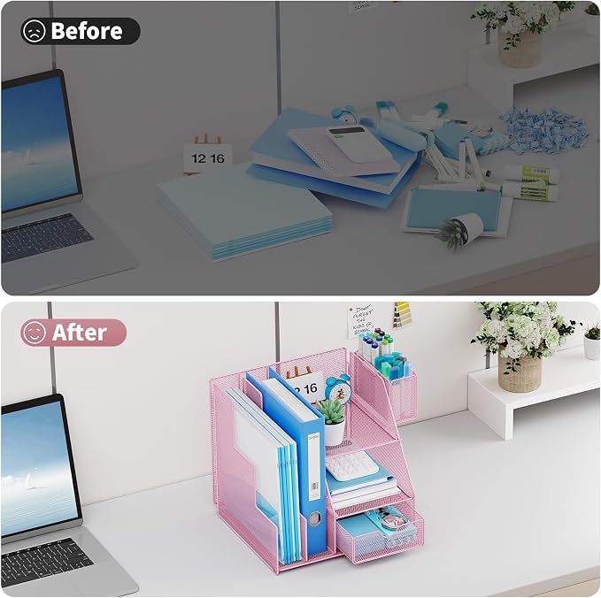 Marbrasse Desk Organizer and Accessories, 3-Tier File Organizer - Image 7