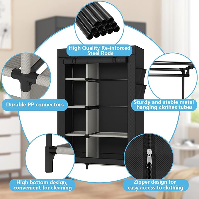 Calmootey Portable Closet Organizer, Space-Saving Storage System - Image 7