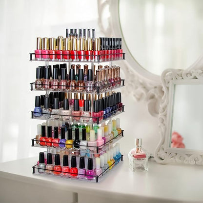 J JACKCUBE DESIGN Nail Polish Organizer, 5 Tier Acrylic 360 Rotating Display - Image 2