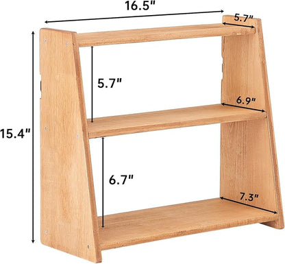 100% Solid Rubber Wood Spice Rack, 3 Tier Freestanding & Wall Mounted Kitchen - Image 5