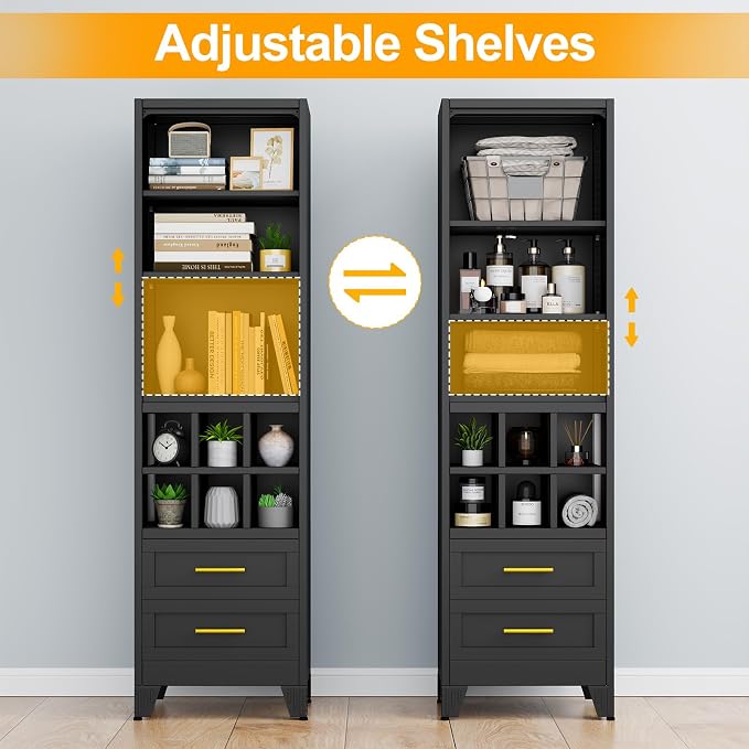 Ckzbx Tall Narrow Storage Cabinet, 66.93" H Tall Bathroom Cabinet Metal Pantry - Image 5