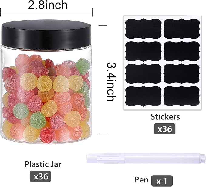 36PCS 8OZ Plastic Jars with Screw On Lids, Labels Refillable Empty Round Slime - Image 2