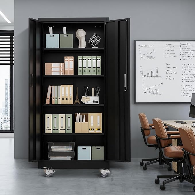 VINGLI Rolling Metal Storage Cabinet - Image 2