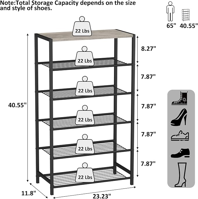 HOMEFORT 6 Tiers Shoe Rack Organizer, Shoe Rack - Image 3