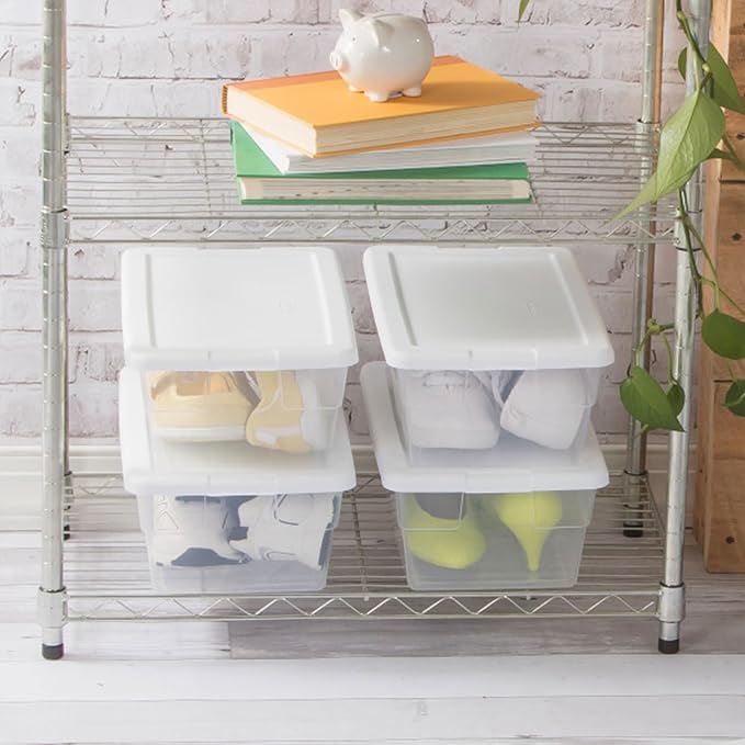 Sterilite 24-Pack 6 Quart Storage Boxes, Stackable Clear Plastic Bins - Image 8