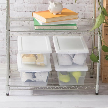 Sterilite 12-Pack 6 Quart Storage Boxes, Stackable Clear Plastic Bins - Image 8