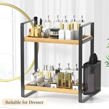2-Tier Wood Bathroom Counter Organizer - Image 8