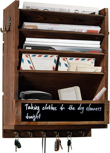 Rustic wall mail organizer, Key and Mail File Holder by Unknown