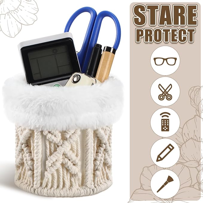 Geelin 2 Pcs Glasses Holder for Nightstand Eyeglass Stand Boho Fuzzy Decor for - Image 4