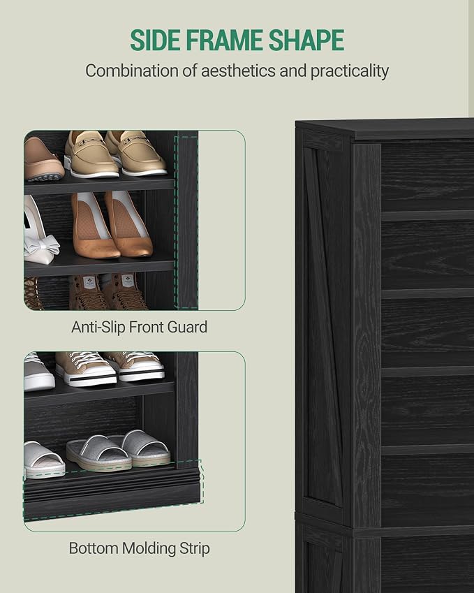 Hzuaneri Shoe Storage Cabinet, 10 Tiers Farmhouse Tall Shoe Cubby Organizer | - Image 6