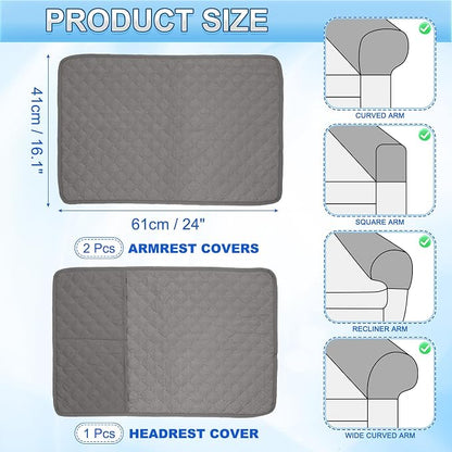 uxcell 3 PCS Armrest Covers, Couch Arm Cover Furniture Protect Slide Recliner - Image 2