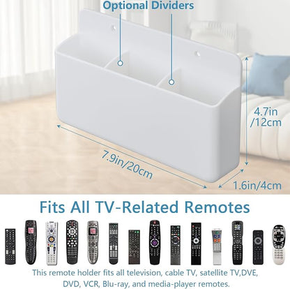 3 Slot Adjustable Remote Control Holder Wall Mount, TV Remote Box Hollow Bottom - Image 2