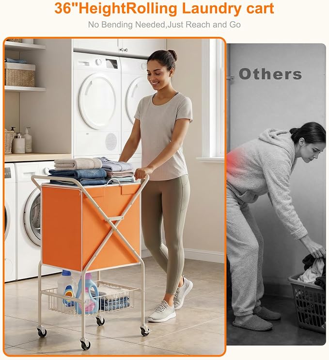 Convenient Laundry Basket with Wheels, Heavy Duty Dirty Clothes Laundry Hamper - Image 2