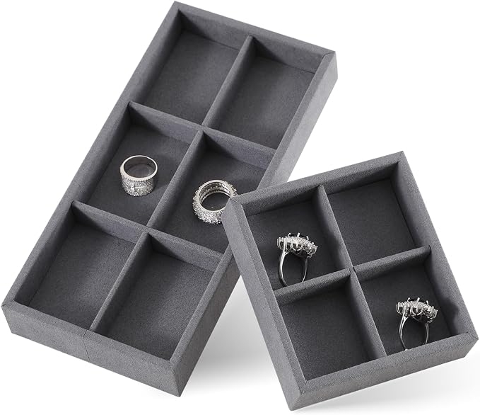 Dark Blue Jewelry Display Tray Ring Necklace Earring Bangle Organizer - Image 2