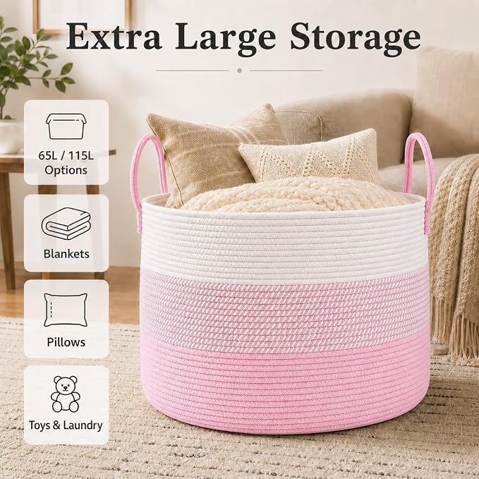 JMvicyroam 115L Extra Large Blanket Basket - Image 2