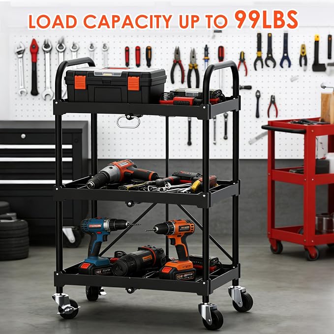 Collapsible Service Cart, Folding Utility Cart - Image 6