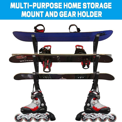 Poskad Snowboard Wall Mount Rack, Adjustable Storage Layers Space Saving Design - Image 2