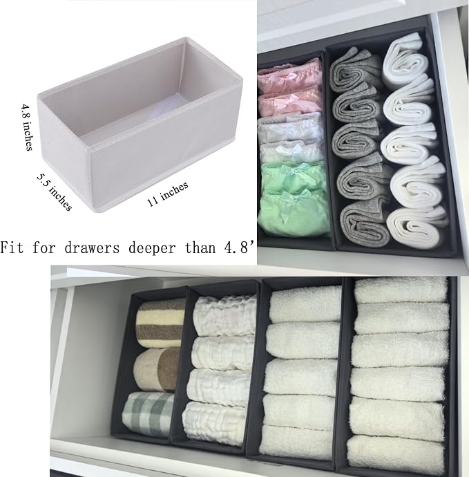 Socks Drawer Organizer Set of 3 Pack Raw White, Closet Cabinet Dresser Storage - Image 2