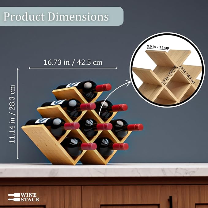 8 Bottle Bamboo Small Wine Rack - Image 3
