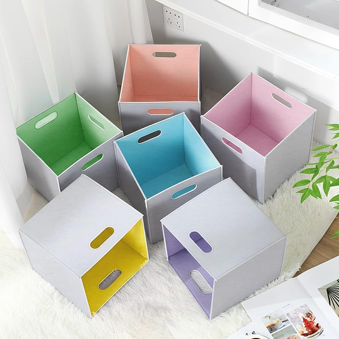 6 Pcs 11 Inch Colorful Felt Storage Cubes - Image 5