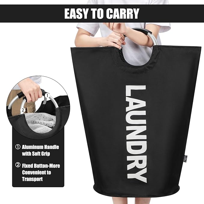 DOKEHOM 125L X-Large Laundry Basket, Collapsible Laundry Bag, Freestanding Tall - Image 5