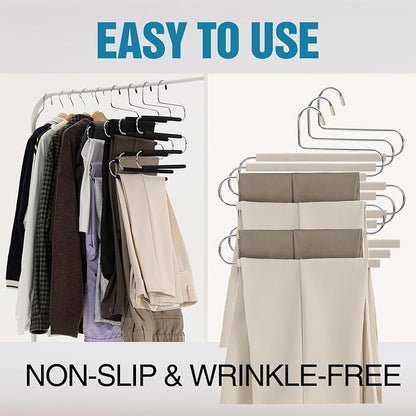 Multiple Space Saving Non Slip Foam Padded Pants Hangers 4 Tier Steel Open - Image 5