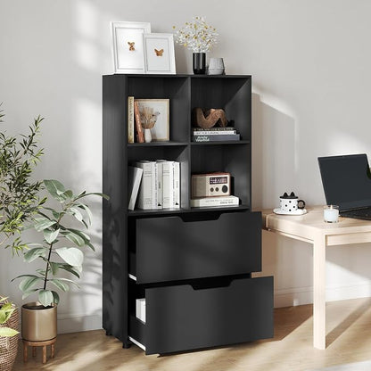 GOFLAME 4-Tier Bookcase with 2 Drawers, 51” Tall Bookshelf with 4-Cube Open - Image 7