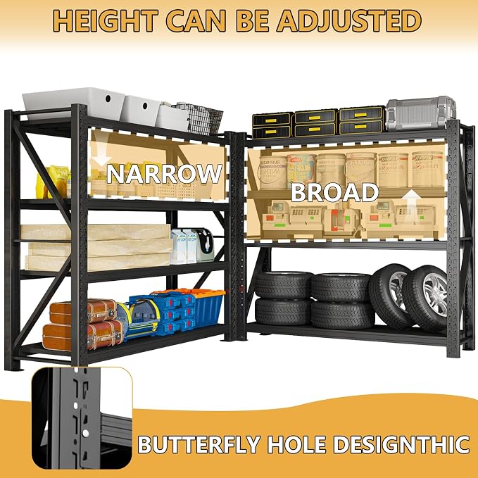 5000LBS Garage Shelving Heavy Duty, 59” W Storage Shelves, 4-Tier Adjustable - Image 4