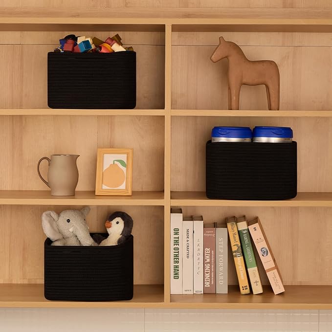 Small Organizing Baskets for Cubes Shelf, 9.7x9.7x7.1 Inch Rope Woven Storage - Image 4