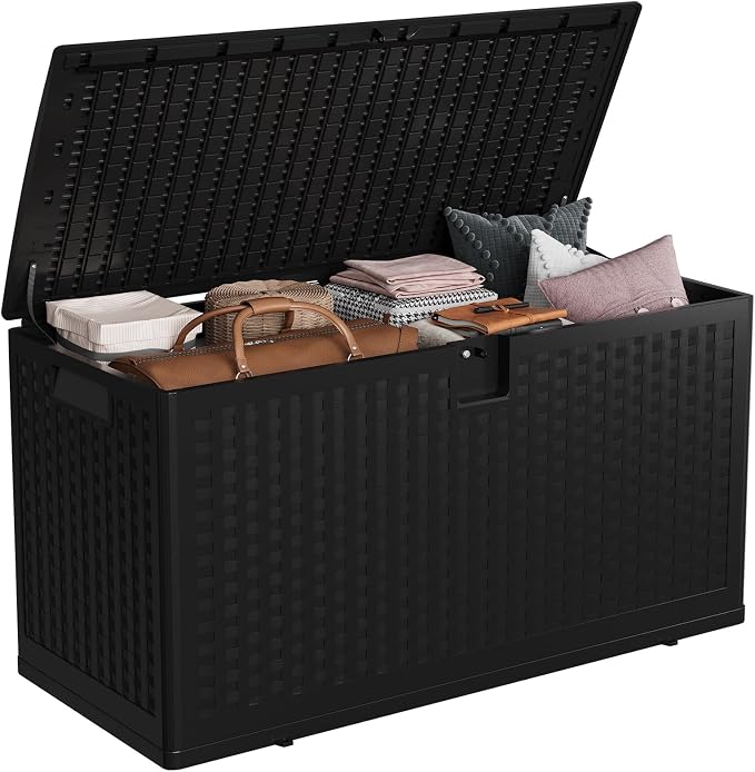 IDEALHOUSE 73 Gallon Resin Deck Box, Waterproof Outdoor Storage Box by IDEALHOUSE