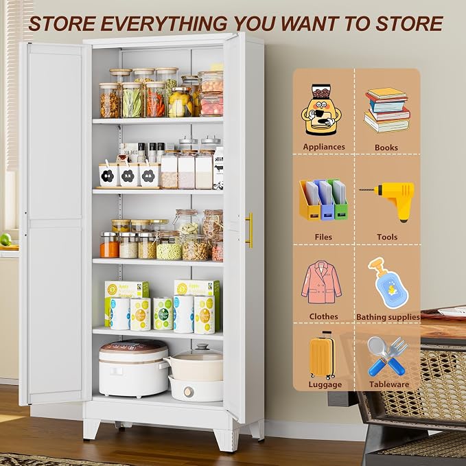 71" White Metal Storage Cabinet - Image 6