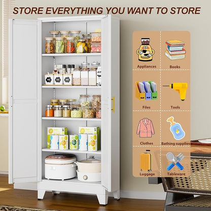 71" White Metal Storage Cabinet - Image 6