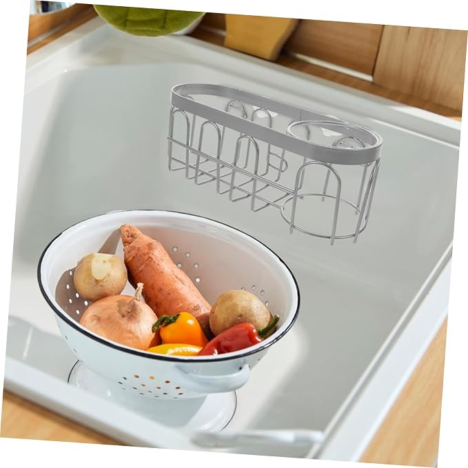 Stainless Steel Kitchen Sink Organizer Sponge Holder No Drill Iron Wire Basket - Image 5