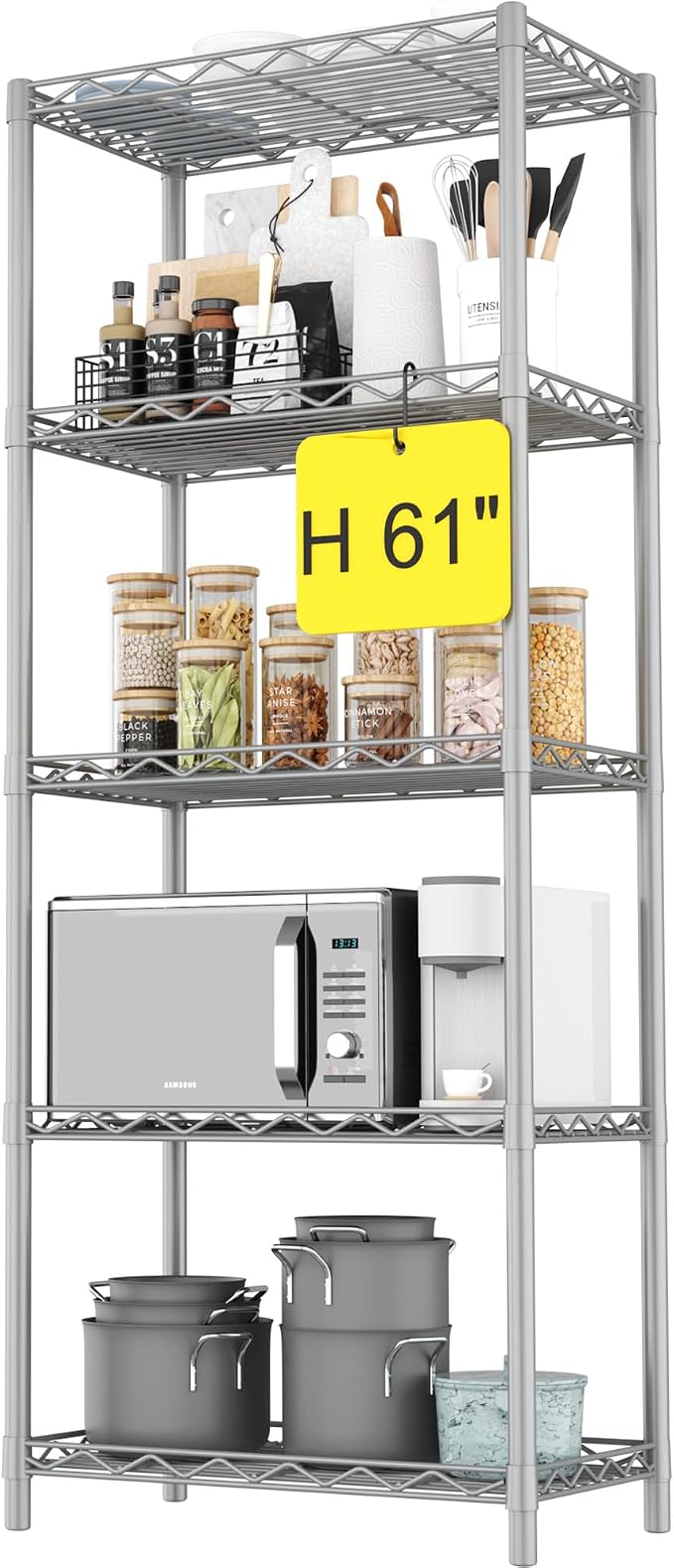 HOMEFORT 5-Tier Wire Shelving 5 Shelves Unit Metal Storage Rack Durable by HOMEFORT