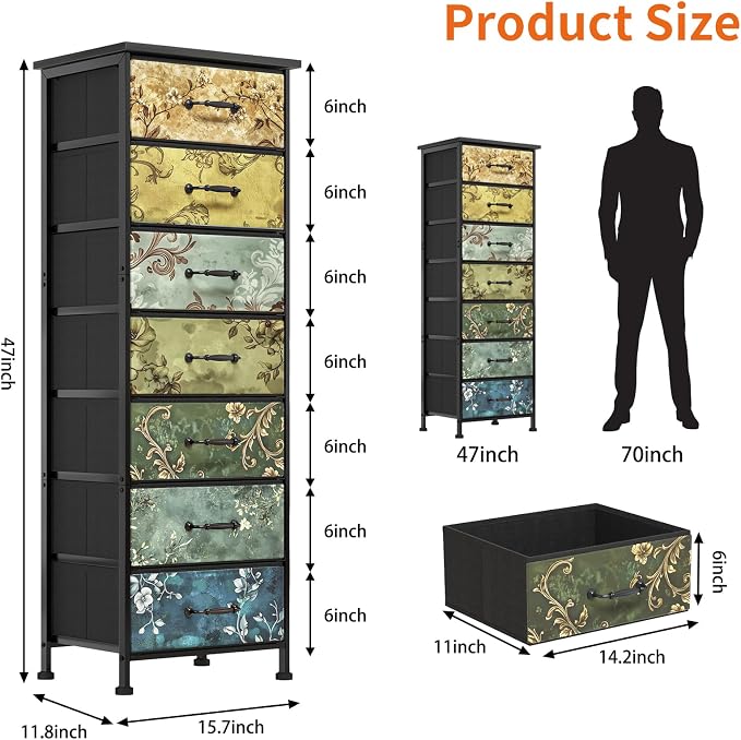 Fixwal Vintage Flower Tall Dresser - Image 2