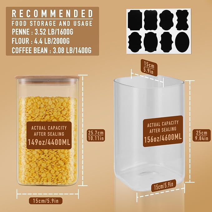 D2scrma 149oz Airtight Glass Square Storage Canister - Image 2