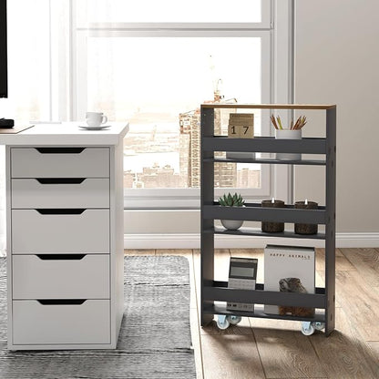 Slim Rolling Storage Cart, 4 Tier Narrow Kitchen Cart - Image 8